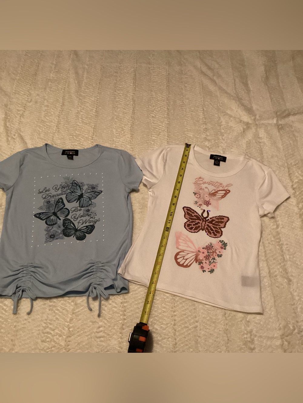 Girls Beautiful Set Of 2 Butterflies T Shirts Beautees By Amy Byer Sz 10/12